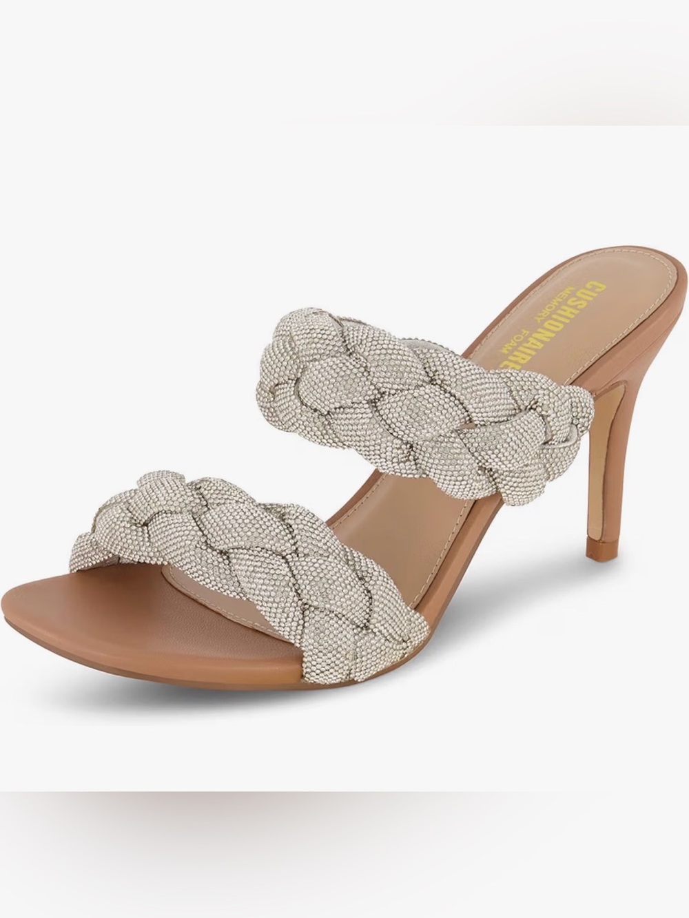 Braided Beaded Slide Mule in Silver - Womens